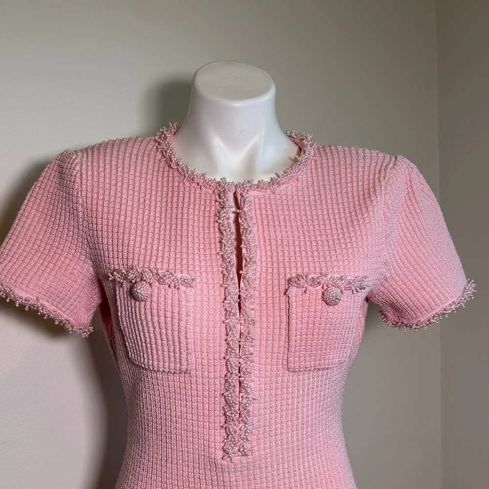 Self-Portrait Pink Textured Dress - Picture 2 of 15